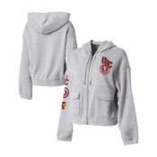USC Trojan Women's Gray Cropped Full Zip Hoodie
